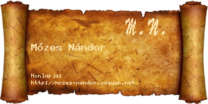 Mózes Nándor névjegykártya